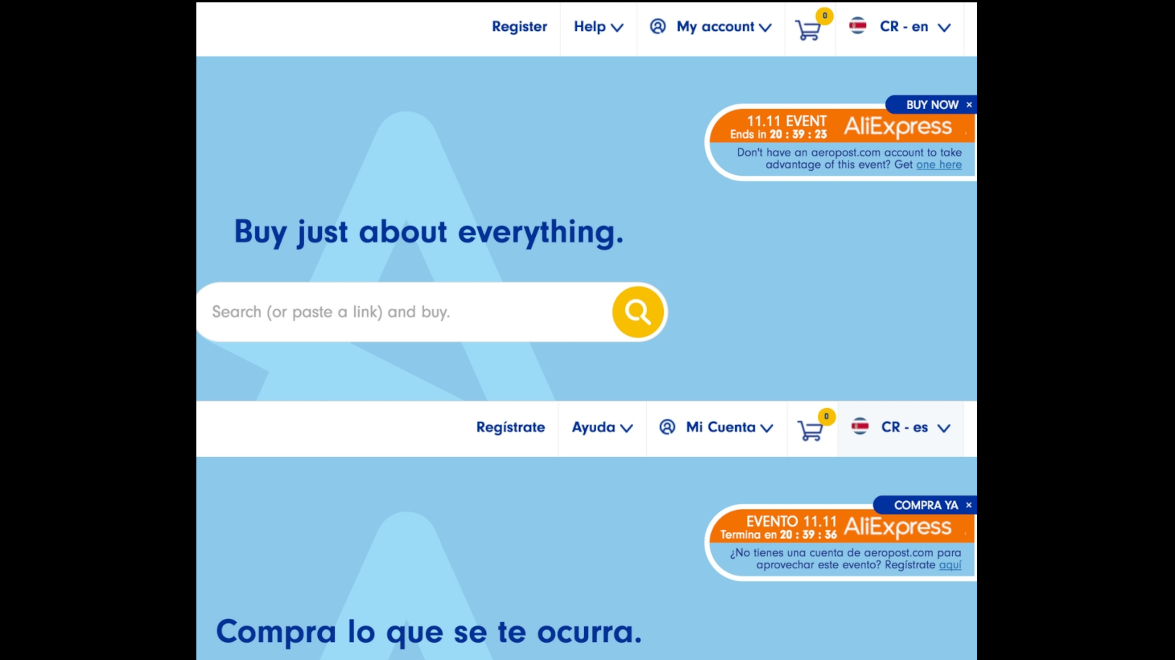 ALIXEXPRESS LATAM Multi language and time zone triggered discount UI development